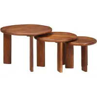 vidaXL : Ensemble de 3 tables gigognes, couleur miel, diamètre 54 cm, hauteur 40 cm