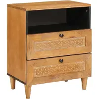 vidaXL Table de chevet avec tiroir Marron clair 50 x 33 x 60 cm