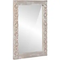 vidaXL Miroir mural blanc , 70 x 50 cm, en bois massif de manguier, rectangulaire