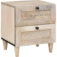 vidaXL Table de chevet Beige 40 x 33 x 46 cm bois de manguier massif