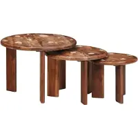 vidaXL : Ensemble de 3 tables gigognes, multicolores, diamètre 54 cm, hauteur 40 cm