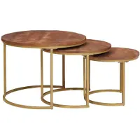 vidaXL : Ensemble de 3 tables gigognes, couleur miel, 60 x 60 x 45 cm