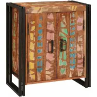 vidaXL Cabinet de chevet Multicolore bois de récupération massif