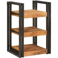 vidaXL Table de chevet Marron et noir Bois de mangue massif
