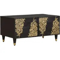 vidaXL Table basse noire 80 x 50 x 40 cm en bois massif de manguier