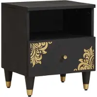 vidaXL Cabinet de chevet Noir 40 x 33 x 46 cm Bois de mangue massif