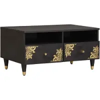 vidaXL Table basse noire 80 x 54 x 40 cm en bois massif de manguier