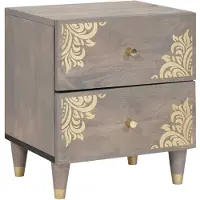 vidaXL Cabinet de chevet Gris 40 x 33 x 46 cm Bois de mangue massif