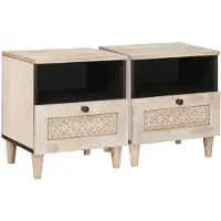 vidaXL Table de chevet avec tiroir 2 pcs Beige 40 x 33 x 46 cm