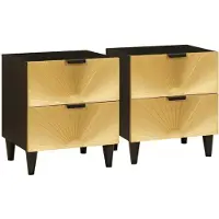 vidaXL Table de chevet avec tiroir 2 pcs Noir et or 40 x 33.5 x 46 cm