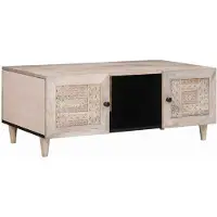 vidaXL Table basse, blanc blanchi, 100 x 54 x 40 cm, bois massif de mangue
