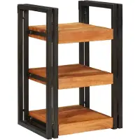 vidaXL Table de chevet Marron et noir Bois massif d'acacia