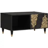 vidaXL Table basse noire 80 x 50 x 40 cm en bois massif de manguier