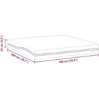 vidaXL Matelas blanc et gris 180 x 200 cm Tissu jacquard