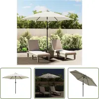 The Living Store LED Cantilever Parasol 3 m Blanc sable