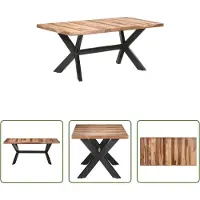 The Living Store Table de salle à manger 180x90x75 cm bois massif couleur miel