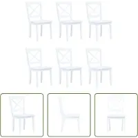 The Living Store Chaises de salle à manger 6 pcs. Blanc Caoutchouc Massif