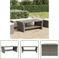 The Living Store Table basse Gris 100x50x40 cm Poly rotin