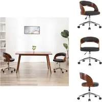 vidaXL Chaise de bureau pivotante noire bois courbé et similicuir - Chaises de bureau