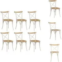 vidaXL Chaises de salle à manger 6 pcs. Blanc Mango Massif - Chaises de salle à manger