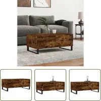 The Living Store Table basse chêne fumé 90x50x36,5 cm bois composite
