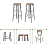 The Living Store Tabouret de bar 2 pcs. Métal avec assise MDF