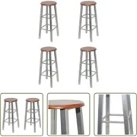 The Living Store Tabouret de bar 4 pcs Argenté et brun MDF