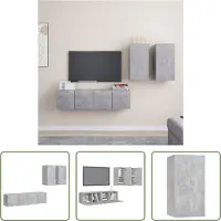 The Living Store Ensemble de 4 meubles TV gris béton en bois composite