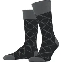 Burlington Chaussettes noir, A carreaux