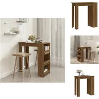 vidaXL Table de bar avec étagère Chêne brun 102x50x103,5 cm Bois composite - Tables de salle à manger