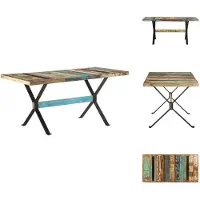 vidaXL Table de salle à manger 160x80x76 cm Vieux bois massif - Tables de salle à manger