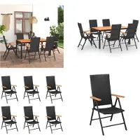 vidaXL Ensemble de jardin 7 pièces noir et marron - Ensemble de jardin - Groupes de jardin - Salon de jardin - Salon de jardin