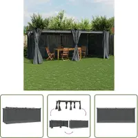 The Living Store Pavillon avec rideaux Anthracite 6x3 m Acier