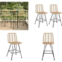 vidaXL Tabouret de bar 2 pcs 45x56x103,5 cm PE rotin et acier - Tabouret de bar - Chaise - Tabouret de cuisine - Chaise de bar