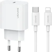 Usams Ład. Siec. 1Xusb-C T65 Pd20Wpd Fast Charging Us-Cc226 + Kabel Usb-C/Lightning Us-Sj712 30W Biały/White Yi Series Oyxltz02