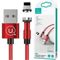 Usams U59 Lightning 2.1A Fast Charge 1M Tressé Rouge/Rouge Sj472Usb02 (Us-Sj472) Adjustable Angle Magnetic Cable