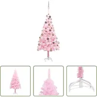 The Living Store Arbre de Noël artificiel avec éclairage & boules Rose 180cm