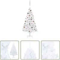 The Living Store Sapin de Noël artificiel avec éclairage & boules blanc 150 cm