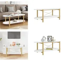 vidaXL Table basse blanche, 110x48x40 cm, en panneaux de particules - Table basse - Tables basses - Table d'appoint - Table de salon