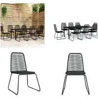 vidaXL 9 pcs. Salon de jardin noir - Salon de jardin - Ensemble de jardin - Salon d'extérieur - Ensemble de terrasse