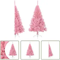 The Living Store Semi-sapin de Noël artificiel avec support Rose 150 cm PVC