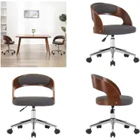 vidaXL Chaise de bureau pivotante Gris Bois courbé et tissu - Chaise de bureau - Chaises de bureau - Chaises de bureau pivotantes