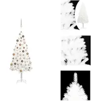 vidaXL Sapin de Noël artificiel avec éclairage & boules blanc 120 cm - Sapins de Noël