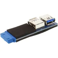 InLine adaptateur USB 3.0 long, 2x prise femelle A sur prise poteau