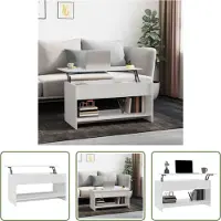 The Living Store Table basse Living Store, blanc brillant, dimensions 102x50x52,5 cm, matériau composite en bois