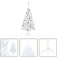 The Living Store Sapin de Noël artificiel avec éclairage & boules blanc 120 cm