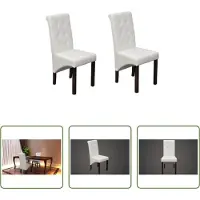 The Living Store Chaise de salle à manger 2 pcs. Blanc Similicuir