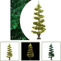 The Living Store Sapin de Noël en spirale avec éclairage et pot Vert 120 cm