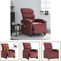 The Living Store Fauteuil de massage électrique vin rouge similicuir