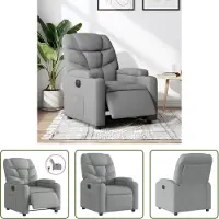 The Living Store Fauteuil Relax Electrique Gris Clair Tissu